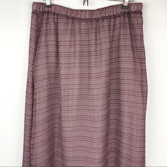GAP Maxi Skirt Dark Maroon White Pattern w/ lining - Picture 4 of 11
